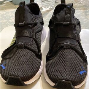 Puma Kids Black and Blue Athletic Shoes